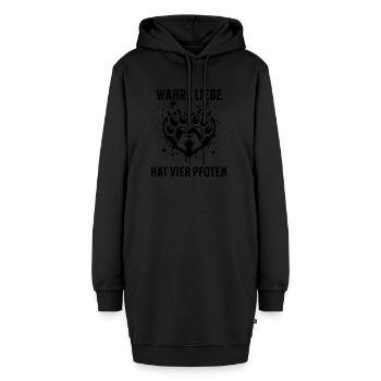 Wahre Liebe Hat Vier Pfoten - Hoodie-Kleid - Schwarz - Vorne - AI Model Female 172 light (172cm)