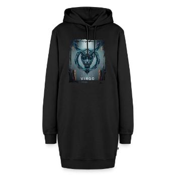 Sternzeichen Jungfrau in der Cyberpunk-Ära Zukunft - Hoodie-Kleid - Schwarz - Vorne