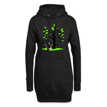 Méditation Sous l’arbre Forêt Transe Femme Médite - Sweat-shirt à capuche long Femme - noir - Devant
