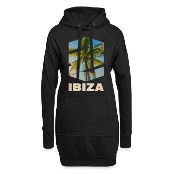Ibiza, Été, Soleil, Plage, Mer, Palmiers, Fête - Sweat-shirt à capuche long Femme - noir - Devant