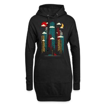 Abstract moderne - Urbanes, modernes, buntes Gebäude - Hoodie-Kleid - Schwarz - Vorne