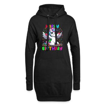Anniversaire Licorne Joyeux anniversaire Enfants Confettis - Sweat-shirt à capuche long Femme - noir - Devant