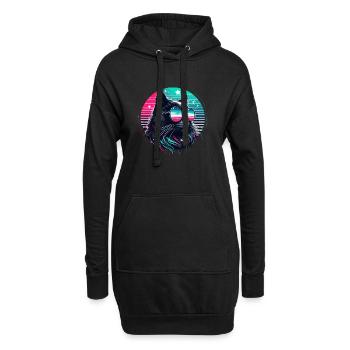 Chat chats néon Cool noir 80 ' s chat maman Fun - Sweat-shirt à capuche long Femme - noir - Devant