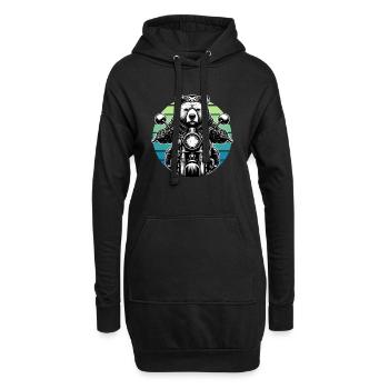 Motorrad Motorradfahrer Biker Grizzly Bär lustig - Hoodie-Kleid - Schwarz - Vorne