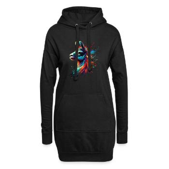 Alpaka Lama Südamerika Bunt - Hoodie-Kleid - Schwarz - Vorne