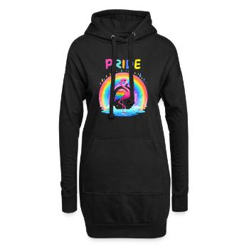 Flamingo Regenbogen Pride Month LGBTQ Divers Liebe - Hoodie-Kleid - Schwarz - Vorne