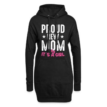 Fière nouvelle maman c’est une fille bébé genre révéler - Sweat-shirt à capuche long Femme - noir - Devant