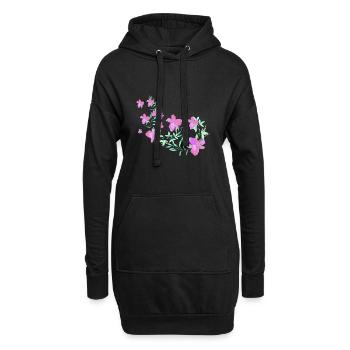 laurier-rose,fleur,lotus,vigne,floral,fleurs - Sweat-shirt à capuche long Femme - noir - Devant