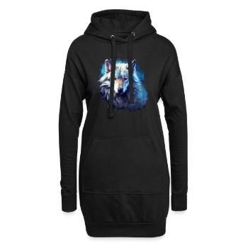 Geschenk Wikinger Wolf Krafttier Schamane Odin - Hoodie-Kleid - Schwarz - Vorne