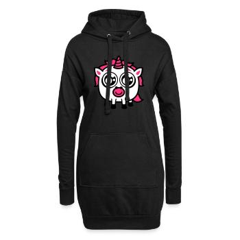 Glupschi Einhorn - Hoodie-Kleid - Schwarz - Vorne