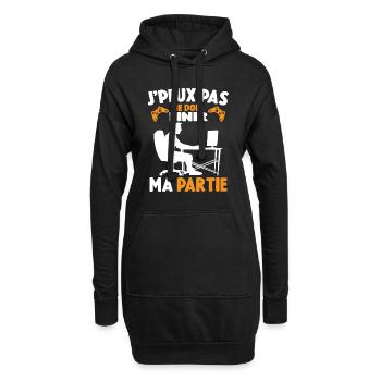 Attends Je Dois Finir Ma Partie Cadeau Geek - Sweat-shirt à capuche long Femme - noir - Devant