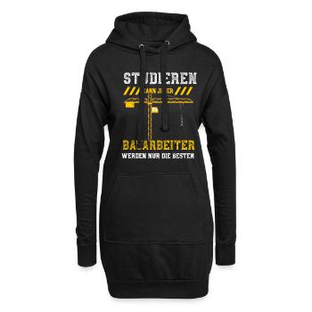 Studieren Kann Jeder Bauarbeiter... - Hoodie-Kleid - Schwarz - Vorne