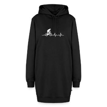 Mountainbike fahrrad herzschlag heartbeat geschenk - Hoodie-Kleid - Schwarz - Vorne