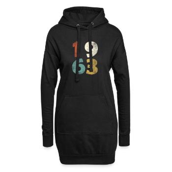 55e anniversaire look rétro - cadeau né en 1963 - Sweat-shirt à capuche long Femme - noir - Devant