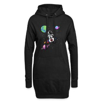 Planète Fusée Astronaute Système Solaire Spatial - Sweat-shirt à capuche long Femme - noir - Devant