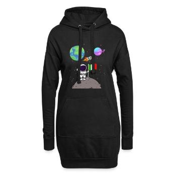 Mondlandung Planet Italien Flagge Astronaut - Hoodie-Kleid - Schwarz - Vorne