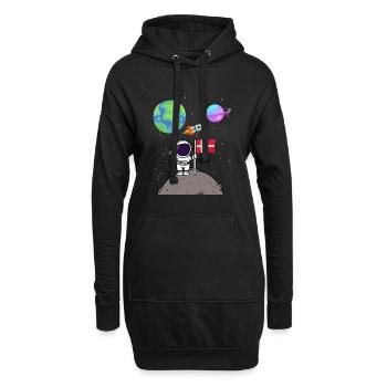 Mondlandung Planet Dänemark Flagge Astronaut - Hoodie-Kleid - Schwarz - Vorne
