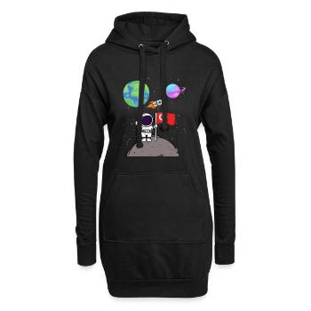 Mondlandung Planet Türkei Flagge Astronaut - Hoodie-Kleid - Schwarz - Vorne
