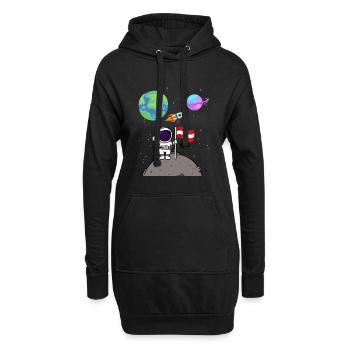 Mondlandung Planet Österreich Flagge Astronaut - Hoodie-Kleid - Schwarz - Vorne