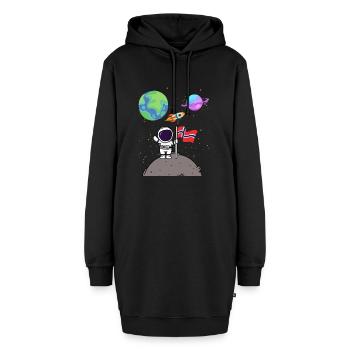 Mondlandung Planet Norwegen Flagge Astronaut - Hoodie-Kleid - Schwarz - Vorne