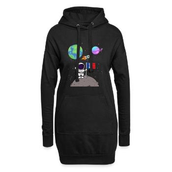 Mondlandung Planet Frankreich Flagge Astronaut - Hoodie-Kleid - Schwarz - Vorne