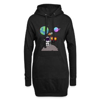 Mondlandung Planet Spanien Flagge Astronaut - Hoodie-Kleid - Schwarz - Vorne