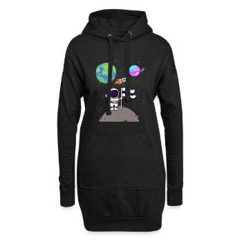 Mondlandung Planet Finnland Flagge Astronaut - Hoodie-Kleid - Schwarz - Vorne