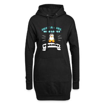 Antarctique Oiseau Zoo Animal Fille Cadeau Pingouin - Sweat-shirt à capuche long Femme - noir - Devant
