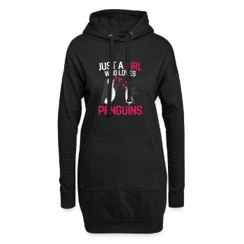 Antarctique Amoureux des animaux Fille Cadeau Pingouin - Sweat-shirt à capuche long Femme - noir - Devant