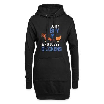 Fermier d’animaux de ferme Garçon Cadeau Poulet - Sweat-shirt à capuche long Femme - noir - Devant