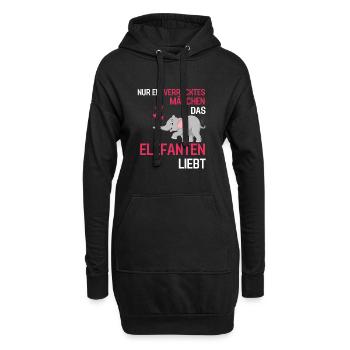 Lustiges Zoo Tier Mädchen Geschenk Afrika Elefant - Hoodie-Kleid - Schwarz - Vorne