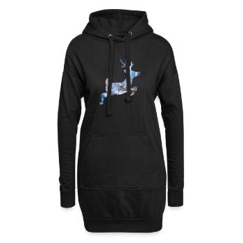 Féérie hivernale en silhouette de cerf - Sweat-shirt à capuche long Femme - noir - Devant
