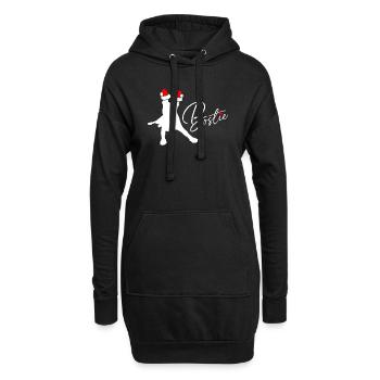 Boston Terrier Bostie als Weihnachtsmann - Hoodie-Kleid - Schwarz - Vorne