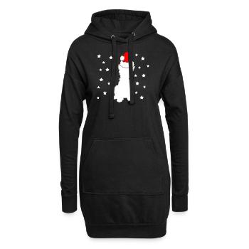 Yorkie Yorkshire Terrier mit Nikolausmütze Sternen - Hoodie-Kleid - Schwarz - Vorne