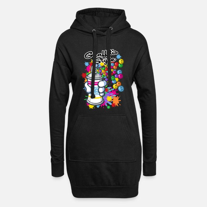 Graffitis cartoon style - Sweat-shirt à capuche long Femme - noir