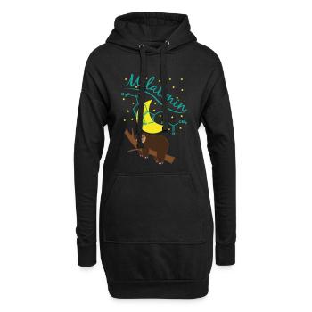 Süßes schlafendes Faultier mit Melatonin Formel - Hoodie-Kleid - Schwarz - Vorne