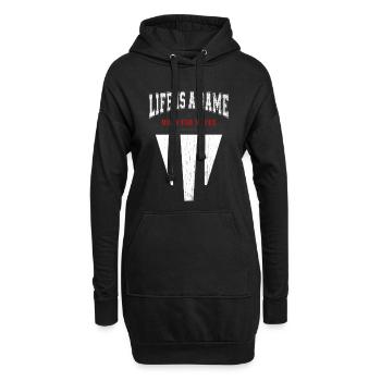 Life is a Game - Own the Rules - Hoodie-Kleid - Schwarz - Vorne