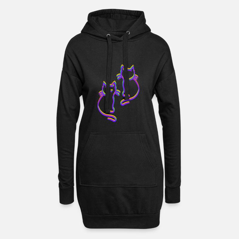Regenbogen Katzen LGBT - Hoodie-Kleid - Schwarz