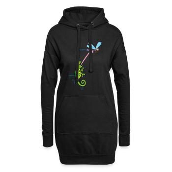 Die Libelle und das Chamäleon - Hoodie-Kleid - Schwarz - Vorne