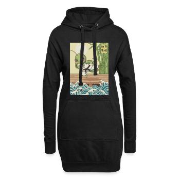 Kawaii Martial Arts Praying Mantis - Sweat-shirt à capuche long Femme - noir - Devant