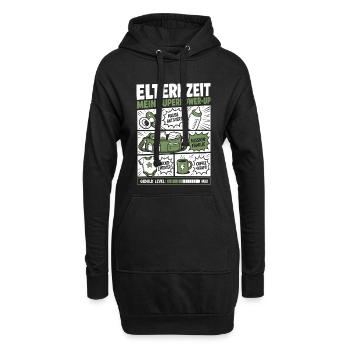 Elternzeit Mein Superpower-Up - Hoodie-Kleid - Schwarz - Vorne