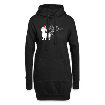 Frohe Weihnachten Dackel mit Nikolausmütze - Hoodie-Kleid - Schwarz - Vorne