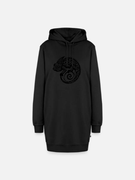 Chamäleon tribal Tattoo Verkleidung - Hoodie-Kleid - Schwarz