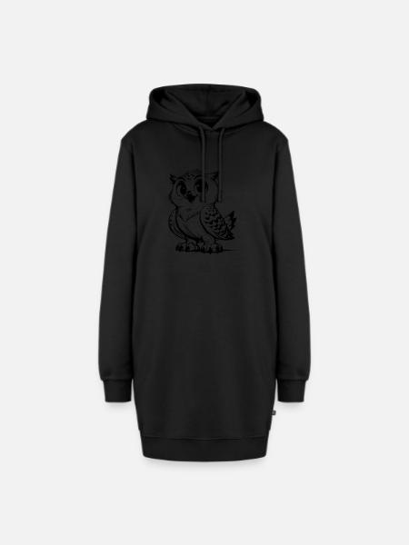 Süsse Baby Eule Bleistift Skizze - Hoodie-Kleid - Schwarz