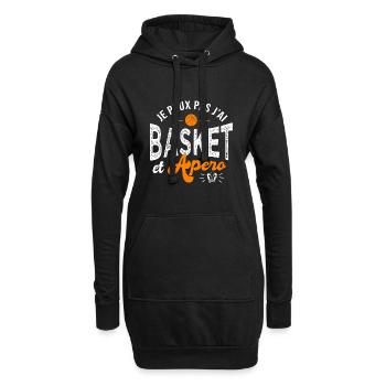 je peux pas j ai basket et apéro Humour basketball - Sweat-shirt à capuche long Femme - noir - Devant