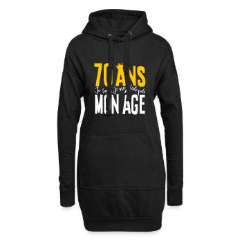 70 ANS Je sais, je ne fais pas mon âge (humour HF) - Sweat-shirt à capuche long Femme - noir - Devant