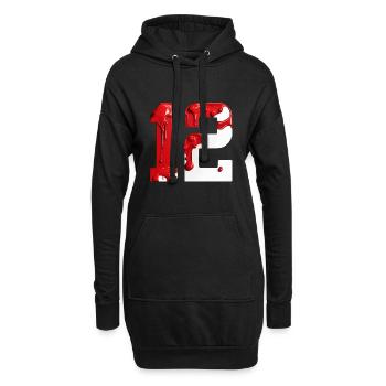 NON. 12 NUMÉRO 12 ROUGE BLANC 12E ANNIVERSAIRE - Sweat-shirt à capuche long Femme - noir - Devant