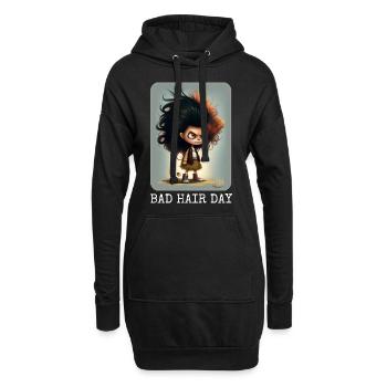 Lustiges Bad Hair Day Design - Hoodie-Kleid - Schwarz - Vorne