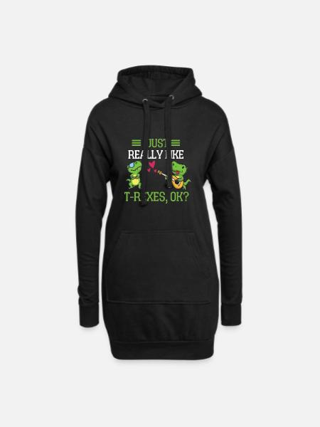 Ich mag einfach T Rex Lustiges Geschenk T Rex - Hoodie-Kleid - Schwarz