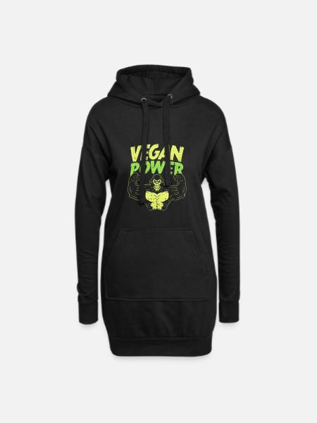 Vegan Power - Hoodie-Kleid - Schwarz